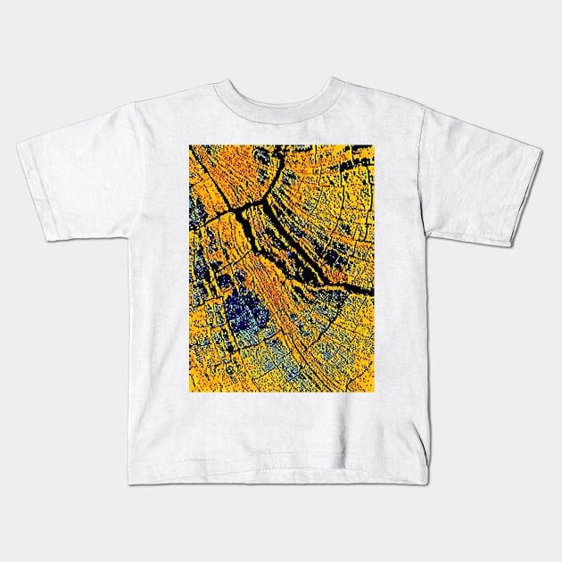 Golden Energetic Grid Kids T-Shirt by Tovers